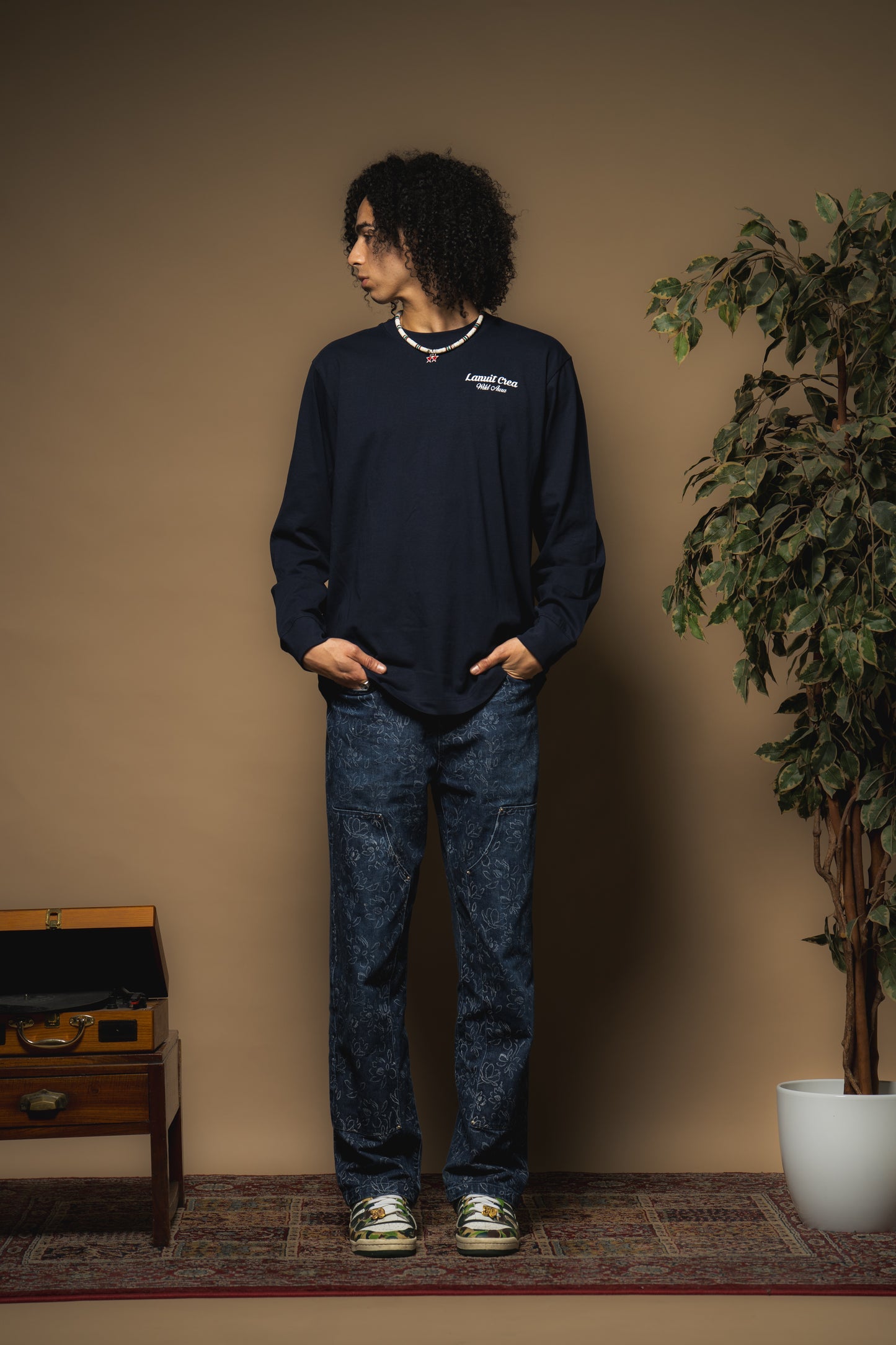 T-SHIRT BLUE NAVY WILD AURA MANCHES LONGUES